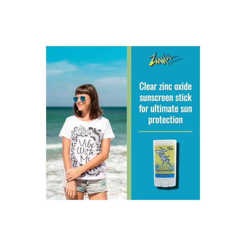 Zinka Clear Zinc Oxide Sunscreen Stick SPF 50 15ml (14g)