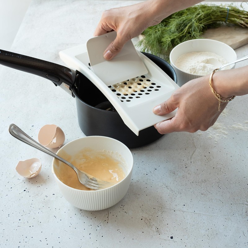 BranQ - Home essential Spaetzle Grater with Dough Scraper, BPA-Free