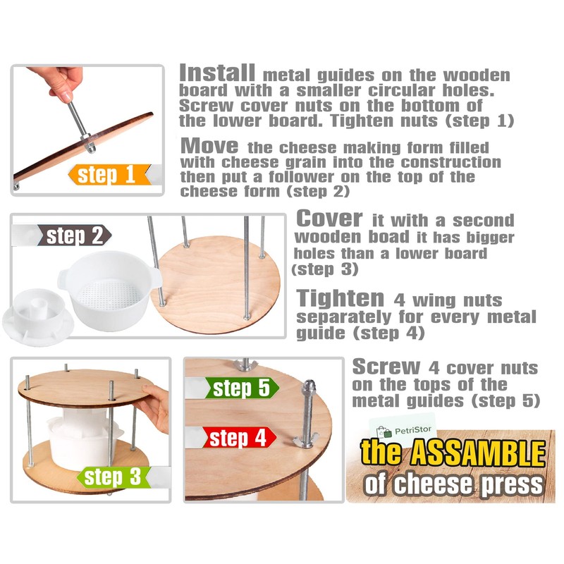 Wooden cheese press diameter 11.2 in and 1 cheese making
