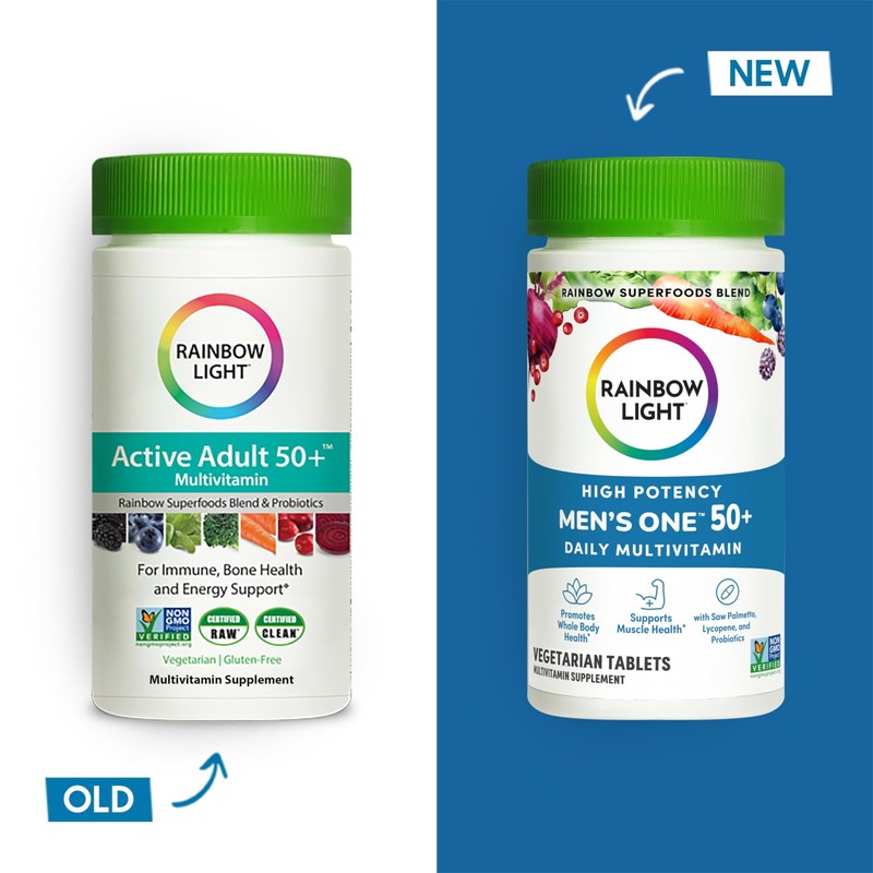Rainbow Light Multivitamin for Men 50+, Vitamin C, D &