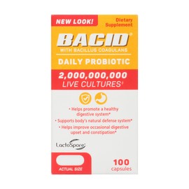 BACID Bacid Daily Probiotic with Bacillus Coagulans, Dietary Supplement for Digestive Health, 100 Capsules