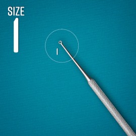 Buck Dermal Ear Wax Remover Cleaning Distel Round Safe Tip with Strong Handle Stainless Steel (Size 1 Angle Blunt)