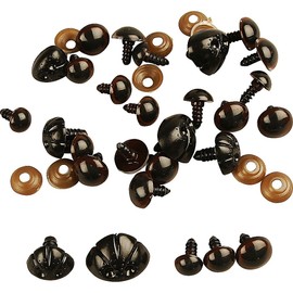 Creativ 100263 - Orsacchiotto occhi e naso, D: 10-15 mm, 12 pezzi assortiti, colore: Nero