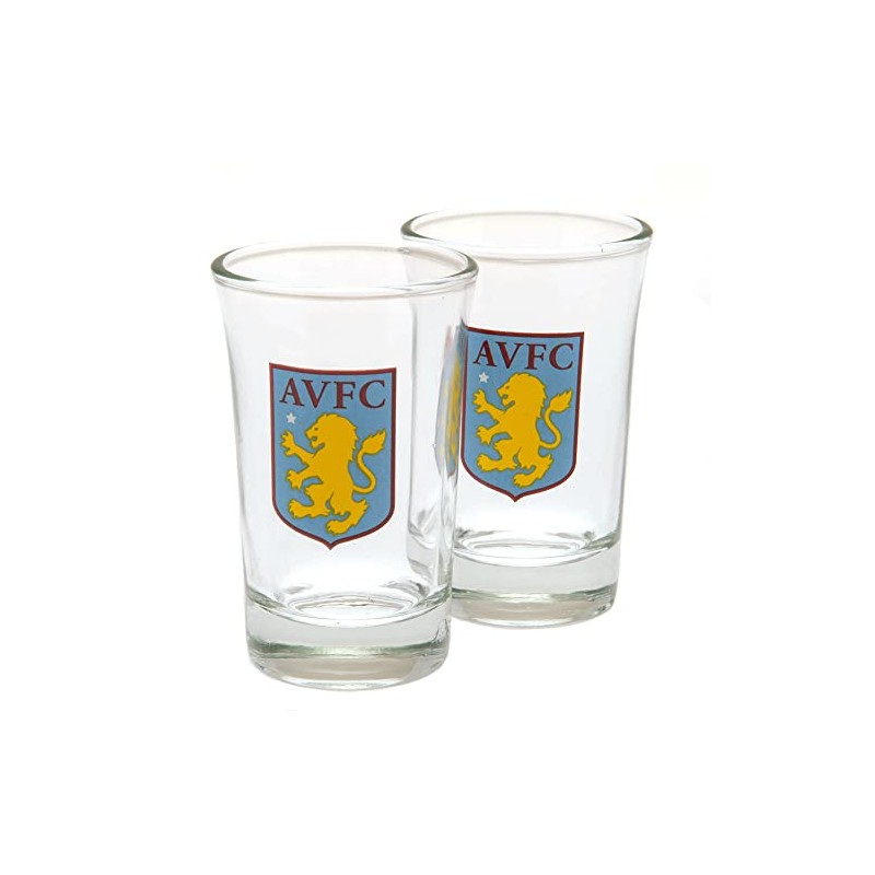 Aston Villa FC Aston Villa Two Pack Shot Glasses, Multicoloured,