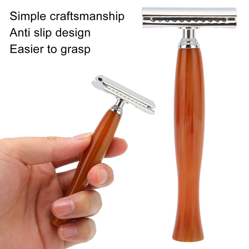 Long Handle Double Edge Safety Razor Zinc Alloy Resin Manual