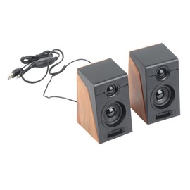 PC Speakers, Wired Laptop Speakers Low Distortion Wooden Color Clear Sound Quality Plug and Play Deep Bass for Phones for Computers