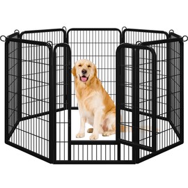 Yaheetech Dog Playpen, 40 inch 8 Panels Dog Pen for Indoor Heavy Duty Puppy Exercise Pen Metal Pet Fence for RV Camping/Yard/Garden