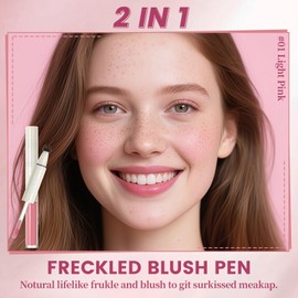 YBUETE 2 in 1 Liquid Freckle Blush Pen, Natural Lifelike Fake Freckles, Lightweight Matte Liquid Cheek Blush Makeup Pen, Long Lasting Waterproof Natural Sun-kissed Face Makeup for Women#01