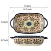 Bicuzat Vintage Style Tulip Flower Pattern Ceramic Bakeware Casserole Dish