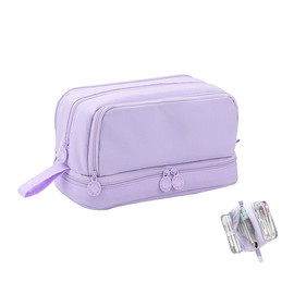 Voarge Großes Fassungsvermögen Farbe Bleistift Tasche 4 Fächer Pencil Cases für Studenten, Mädchen, Erwachsene(Lila)