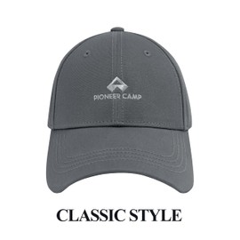 Pioneer Camp Unisex Baseball Cap for Men Women Golf Hats Classic Adjustable Low Profile Cotton Dad Hat Polo Trucker Dark Grey