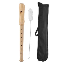 8 Hole German Recorder Peach Wood Detachable Soprano Recorders Instrument for Classroom StageWood Color Black Bag