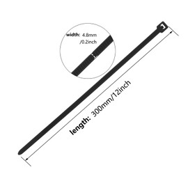 Armpow Pack of 500 300 mm x 4.8 mm Nylon Cable Ties UV Resistant Self-Locking Plastic Cable Ties UV Resistant with 50 lbs Tensile Strength for Indoor and Outdoor Use (Black)