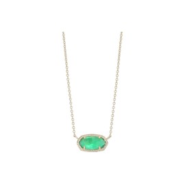 Kendra Scott Elisa Pendant Necklace for Women, Fashion Jewelry, 14k Gold-Plated, Jade Green Illusion
