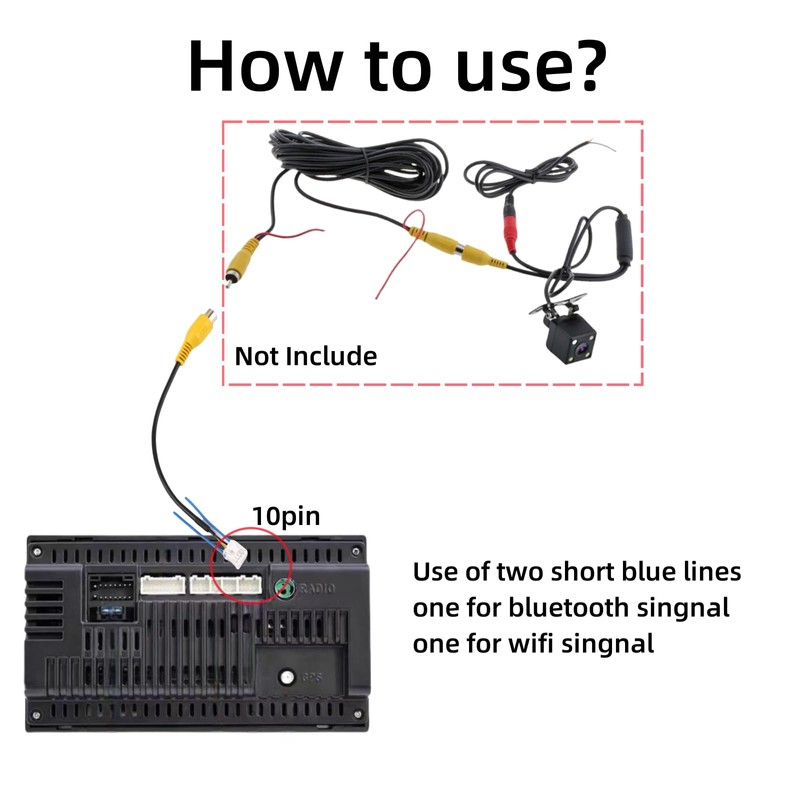 Epronic 10 Pin RCA Rear View Camera Adapter Wiring Harness