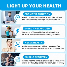 Acetyl L-Carnitine Supplement 1000MG Gummies - Sugar Free Alcar L-Carnitine Gummies for Men Women Support Muscle Endurance Brain Health Energy Metabolism - Vegan Non-GMO Blueberry Flavored 60CT