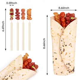 elephtree Pancake Pencil Case, Roll Canvas Pencil Pouch Pancake Canvas Pen Roll Up 8.07Inch Round Pencil Holder Pancake with 4 Pieces Cute Kabob Skewers Pens