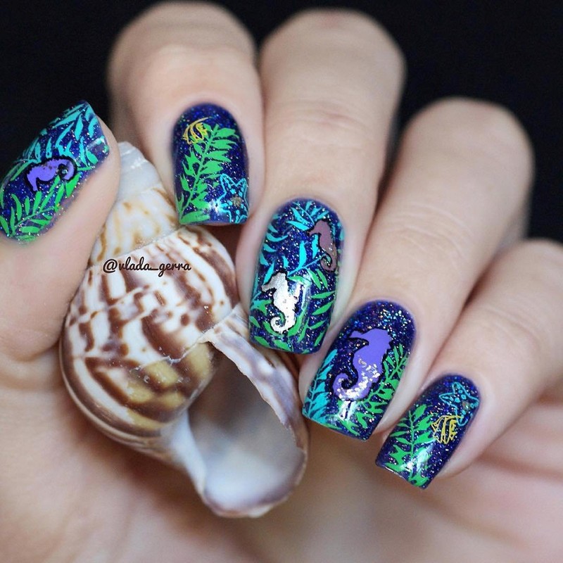 Whats Up Nails - Seahorse Vinyl Stencils for Nail Art