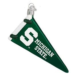 Old World Christmas Michigan State University Spartans Glass Blown Ornaments for Christmas Tree Pennant