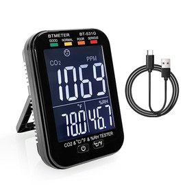 BTMETER BT-531G CO2 Air Quality Monitor, BTMETER Portable NDIR Sensor CO2 Detector with Alarm Detect Carbon Dioxide Test Indoor Humidity Temperature for Grow Tent, Office Home Air Ventilation