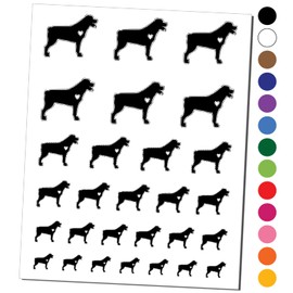 Rottweiler Dog with Heart Temporary Tattoo Water Resistant Fake Body Art Set Collection - Black (One Sheet)