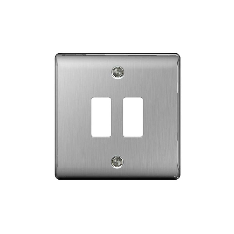 BG Electrical GNBS2 Nexus Metal Brushed Steel 2 Module Frontplate