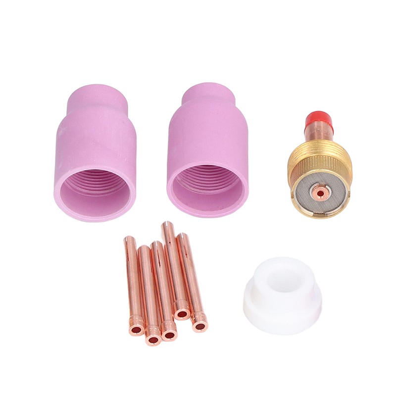 9Pcs/Set TIG Gas Lens Collets Body Brass Nozzle Ceramic Cup