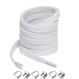 GEN BIGBOTTLE 2 Pairs Tieless Elastic Shoe Lace for Kids and Adults, No Tie Shoe laces with Elastic Laces, No Tie Shoe laces (White)