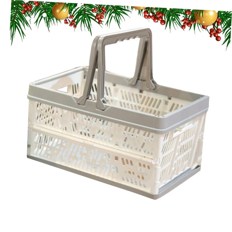 SUPVOX Foldable Basket Plastic Shopping Basket Vegetable Storage Fruit Organizer