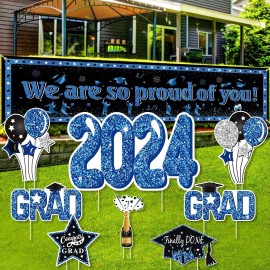 Large Graduation Decorations Class of 2024 Yard Sign - 8Pcs Glitter Congrats ...