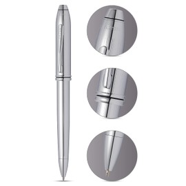 Cross Townsend Refillable Ballpoint Pen Presented in a Luxury Gift Box - Medium Point, Black Ink, Lustrous Chrome