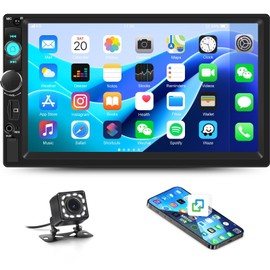 7 Inch Car Stereo Double Din Touch Screen Bluetooth Hands-Free Car Radio 2 Din MP5 Player Mirror Link, Video Output, FM Radio/USB/AUX/TF Card Input EQ Audio Receiver + Backup Camera