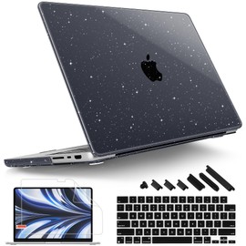 Tuiklol for MacBook Pro 16 inch Case 2024 2023 2022 2021 Release A3403 A3186 A2991 A2780 A2485 M4/M3/M2/M1 Pro/Max Chip,Hard Shell Case Screen Protector with Retina Display & Touch ID,Sparkly Black