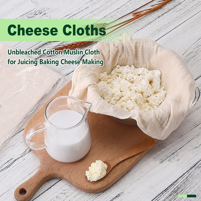 Cheese Cloths for Straining, 8 Pack Grade 100 Unbleached Hemmed