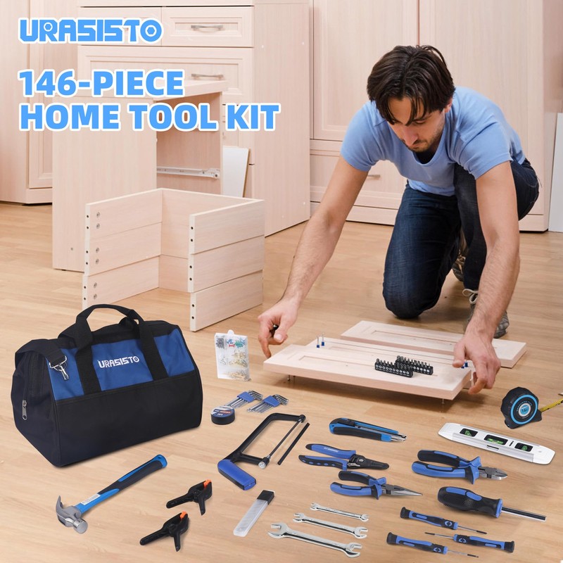 URASISTO 174-Piece Premium Tool Kit, Household Repairing Tool Set with