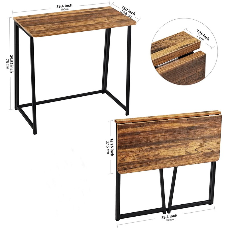 WOHOMO Folding Desk, Small Writing Desk 39.4", Space-Saving Foldable Laptop