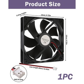 12025 DC 12V Cooling Fan 120mm x 120mm x 25mm 5 inch Dual Ball Bearings Brushless DC Cooling Exhaust Fan for Cooling PC Computer Case CPU Coolers Radiators Desktop