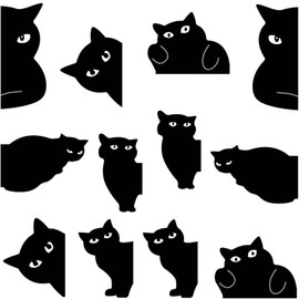 Zfseyuh Pack of 12 Magnetic Bookmarks, Black Cat Magnetic Book Page Markers, Gifts for Cat Lovers for Students, Teachers, Book Lovers, Children