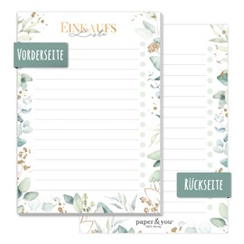 paper&you® A6 To-Do Listen Pad [Gold Leaf] with 50 Tear Off Sheets - Notepad, Daily Planner, Organiser - Climate-Friendly & Sustainable