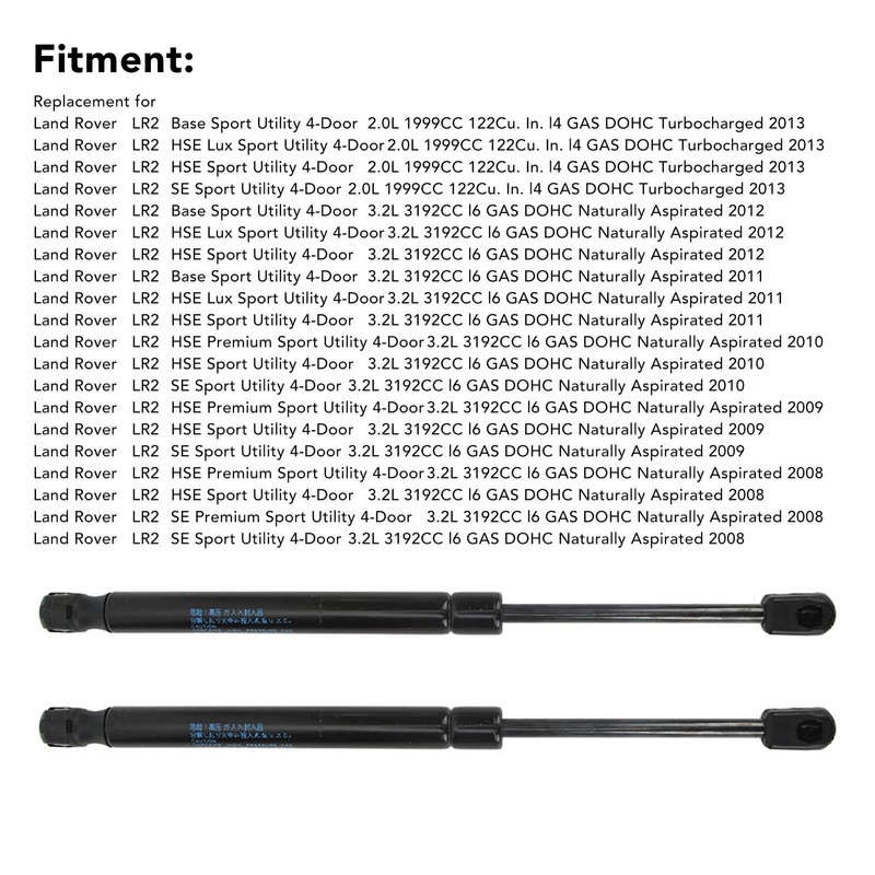1 Pair Hood Lift Supports LR001773 Front Bonnet Gas Struts