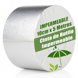 Cinta Impermeable para Techo, Cinta de Butilo Impermeable - Reparación de Fugas en Techos, Ventanas y Tuberías | 5 Metros (10cm Ancho), Sellado Duradero y Resistente al Agua