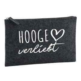 Huuraa Kulturbeutel Hooge verliebt Geschenk 1 Liter Filz Charcoal Kosmetiktasche Hooge Geschenkidee