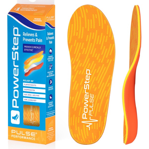 Powerstep Pulse Performance Running Insoles - Running Shoe Pain Relief Orthotic - Athletic Arch Support Inserts for Plantar Fasciitis, Heel & Foot Pain (M 11-11.5)