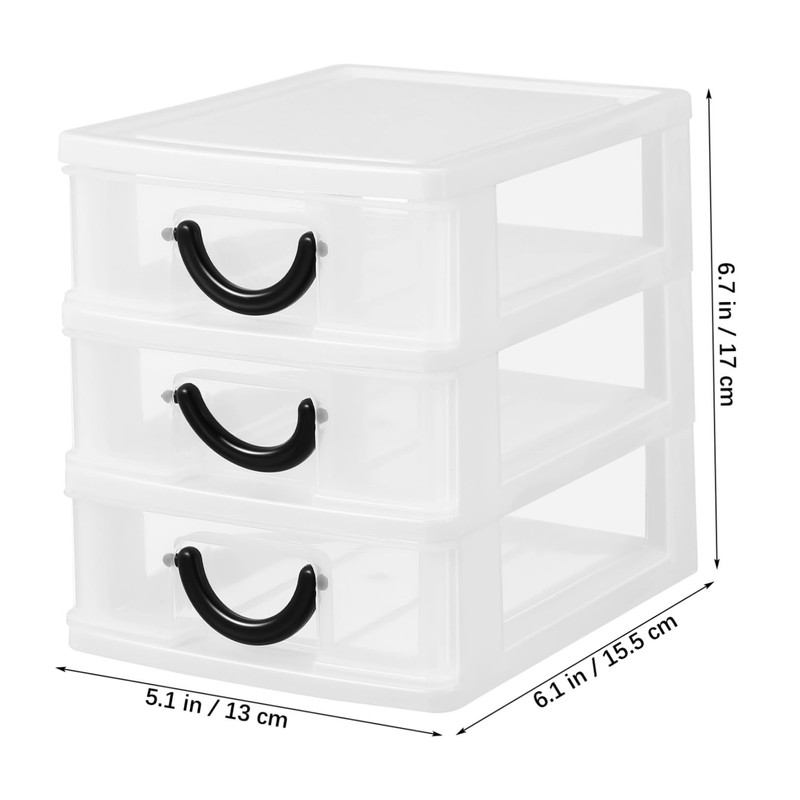 SEWACC 3drawers Plastic Makeup Organizer Desk Storage Box Desktop Storage