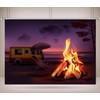 CORFOTO 6x4ft Beach Night Burning Campfire Backdrop Seaside Camping Photography