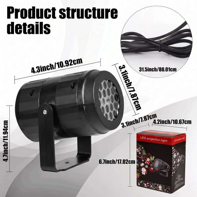 16-Pattern Christmas LED Light Projector – USB Powered Indoor Festive