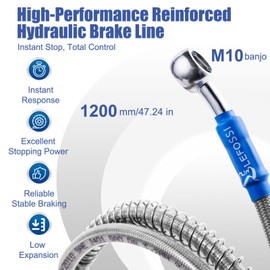 LE LEFOSSI Motorcycle Braided Hydraulic Brake Oil Hose Line Pipe Cable Compatible with ATV Scooter Pit Dirt Bike Enduro Motocross Street Sport Racing Bikes，Stainless Steel，10mm Banjo Ends - 1200mm