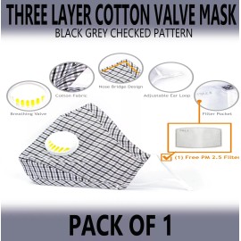 TK FASHION MASK 20~100 PCS  PM2.5 ACTIVATED COTTON CARBON FILTER FACE MASK BREATHING ADULT - Black and Grey Checked Mask