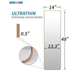 DMWOODFL Round Corner Rectangle Door Mirror - Full Body Over The Door Hanging & Wall Mounted, Shatter-Proof Glass for Bedroom, Living Room, Cloakroom, Gym, Yellow