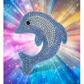 COTA Global Dolphin Sparkling Fridge Magnet - Blue Fridge Magnets Rhinestone Decor, Sea Life Decor Cute Fridge Magnet for Whiteboard, Locker Accessories and Cute Magnets for Office – 3 Inches